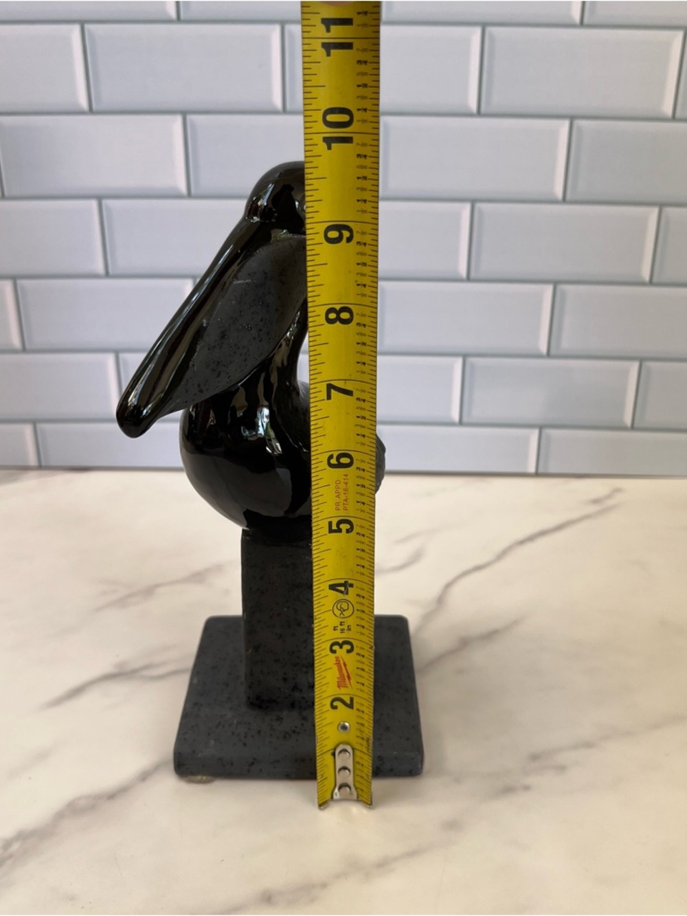 Vintage 80s Pelican Figurine Black Ceramic Nautical Coastal Home Decor 9.5” H - Picture 7 of 8